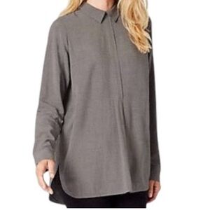 J Jill Rayon Tunic Blouse Long Sleeve Gray XL NWT